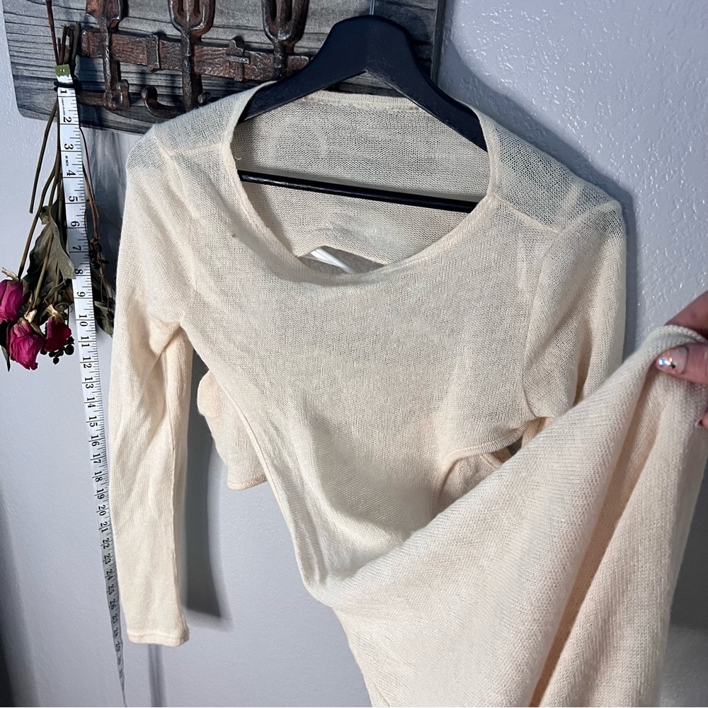 2-pc set! sheer cream maxi gown with bralette. Open back. Size med. Soft AF knit - Picture 9 of 10